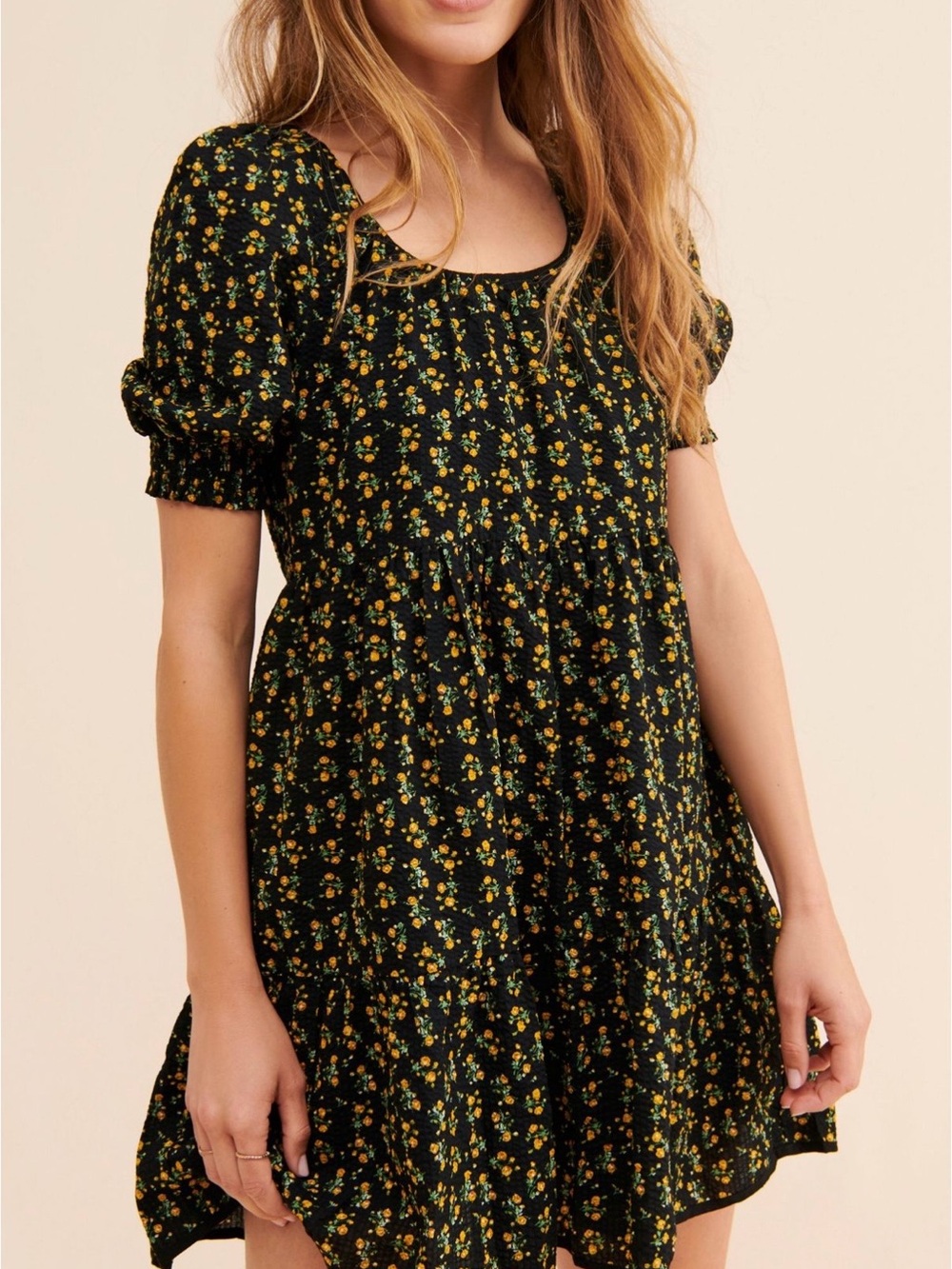 Find Me Now Black Floral Ditsy Tiered Dress